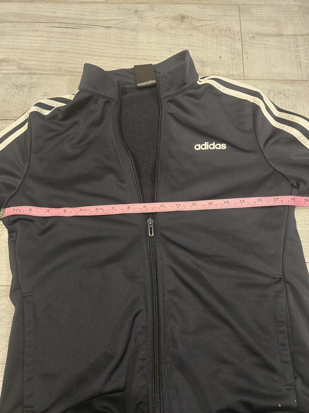 Adidas Navy Track Jacket with White Stripes - Picture 4 of 8